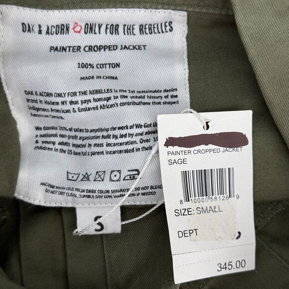 Oak & Acorn Jacket Womens Small Painter Cropped Cut Off Shacket Paint Splatter - Picture 8 of 11